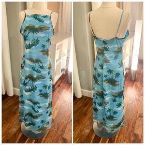 Vintage y2k Mesh Maxi Dress tropical women's size large EUC